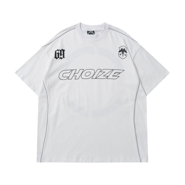 Reflective Strip Oversized Y2K Tee for Men