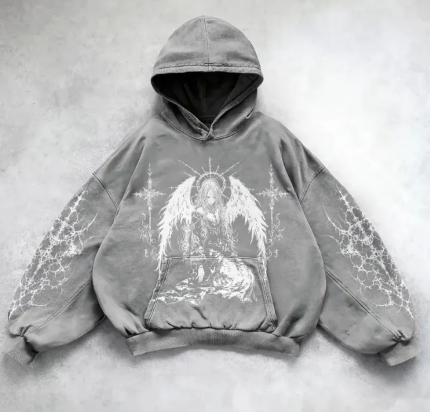 Hooded Printed Hip Hop Y2K Streetwear Sweatshirt