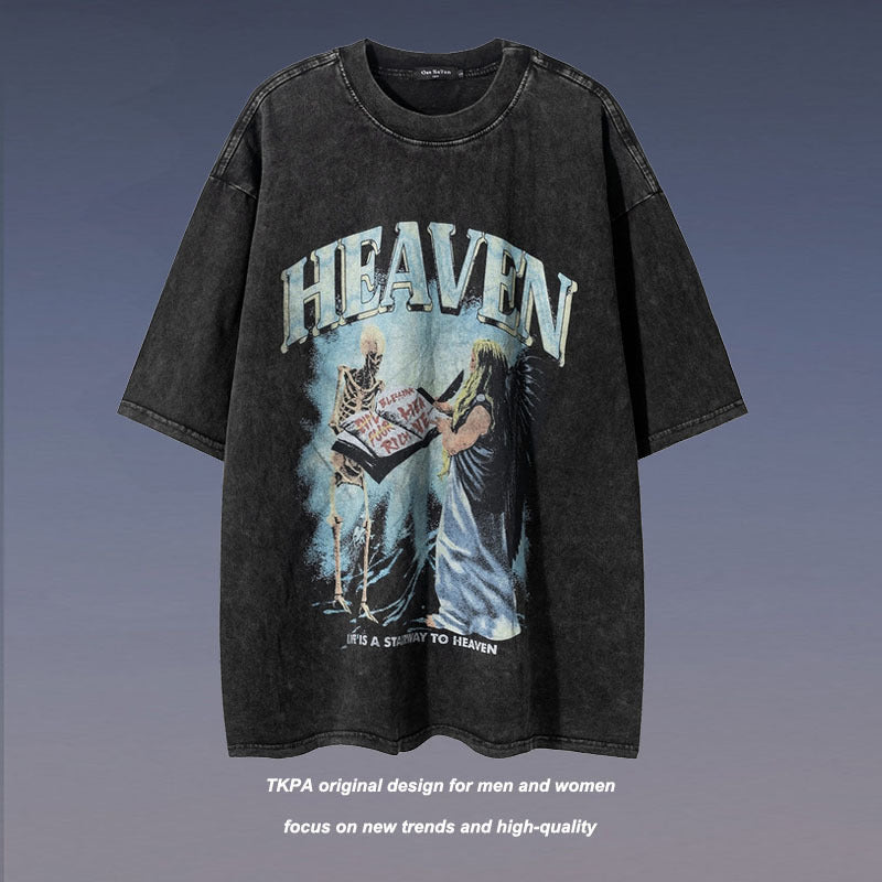 TKPA Skull Print Vintage Streetwear Unisex T-Shirt