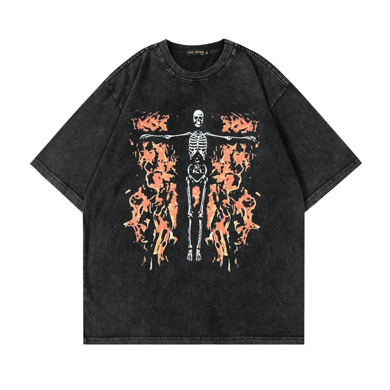 TKPA Skull Print Vintage Streetwear Unisex T-Shirt