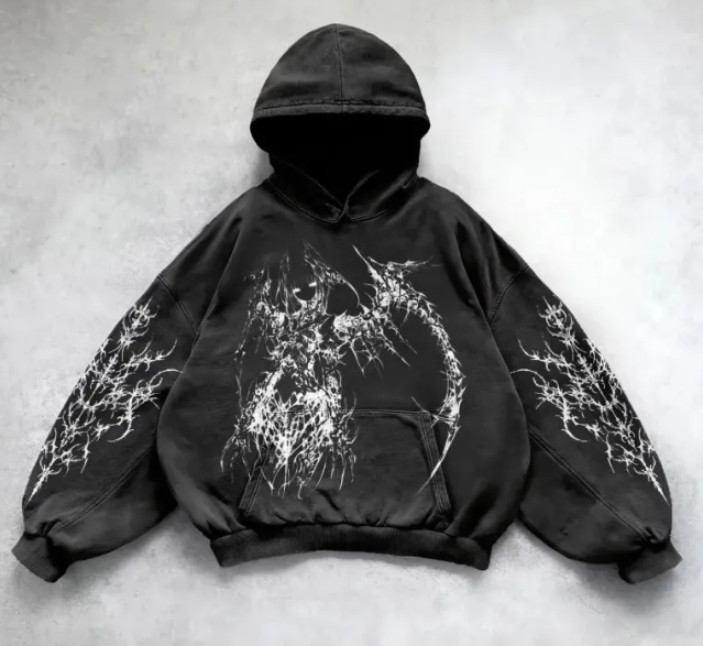 Hooded Printed Hip Hop Y2K Streetwear Sweatshirt