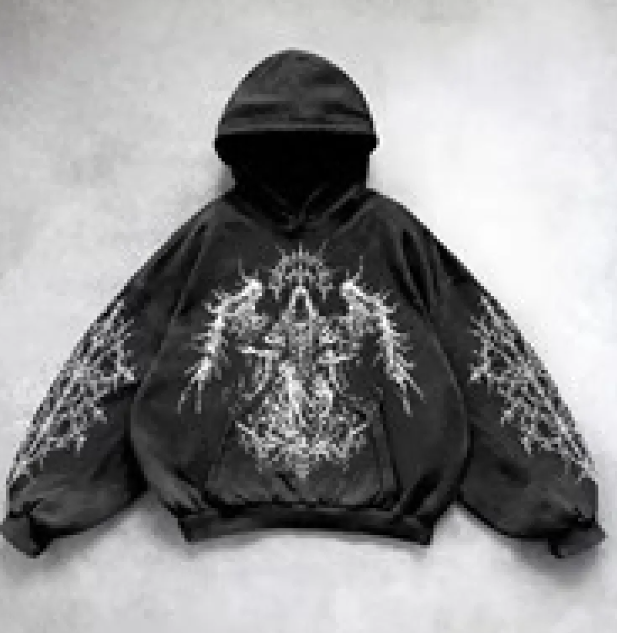 Hooded Printed Hip Hop Y2K Streetwear Sweatshirt