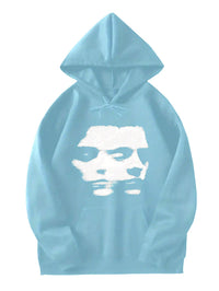 Graphic Pullover Hoodie - Light Blue