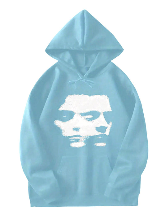 Graphic Pullover Hoodie - Light Blue