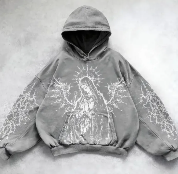 Hooded Printed Hip Hop Y2K Streetwear Sweatshirt