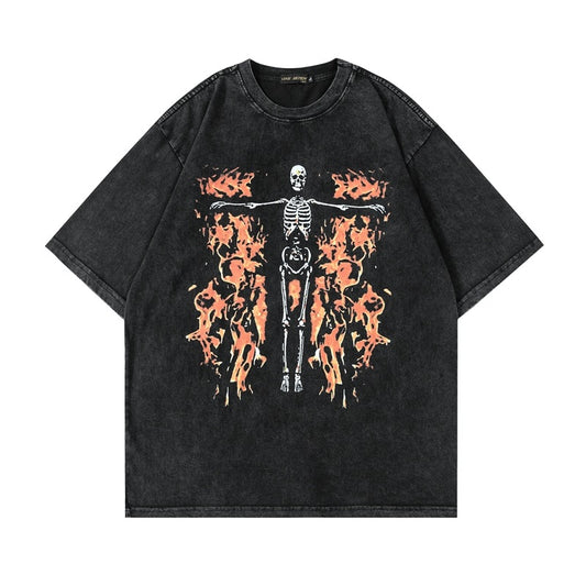 TKPA Skull Print Vintage Streetwear Unisex T-Shirt