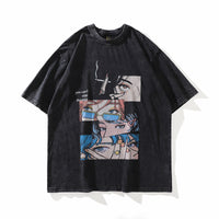 Oversized Grunge Graffiti Vintage Tee for Men