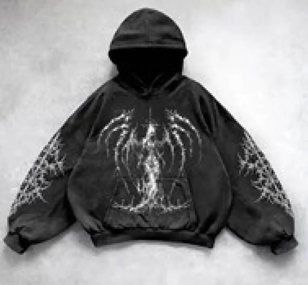 Hooded Printed Hip Hop Y2K Streetwear Sweatshirt