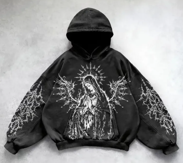 Hooded Printed Hip Hop Y2K Streetwear Sweatshirt