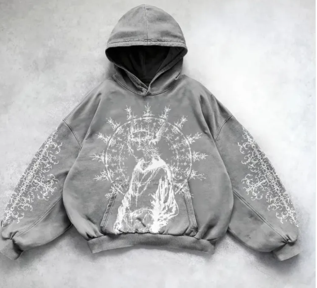 Hooded Printed Hip Hop Y2K Streetwear Sweatshirt